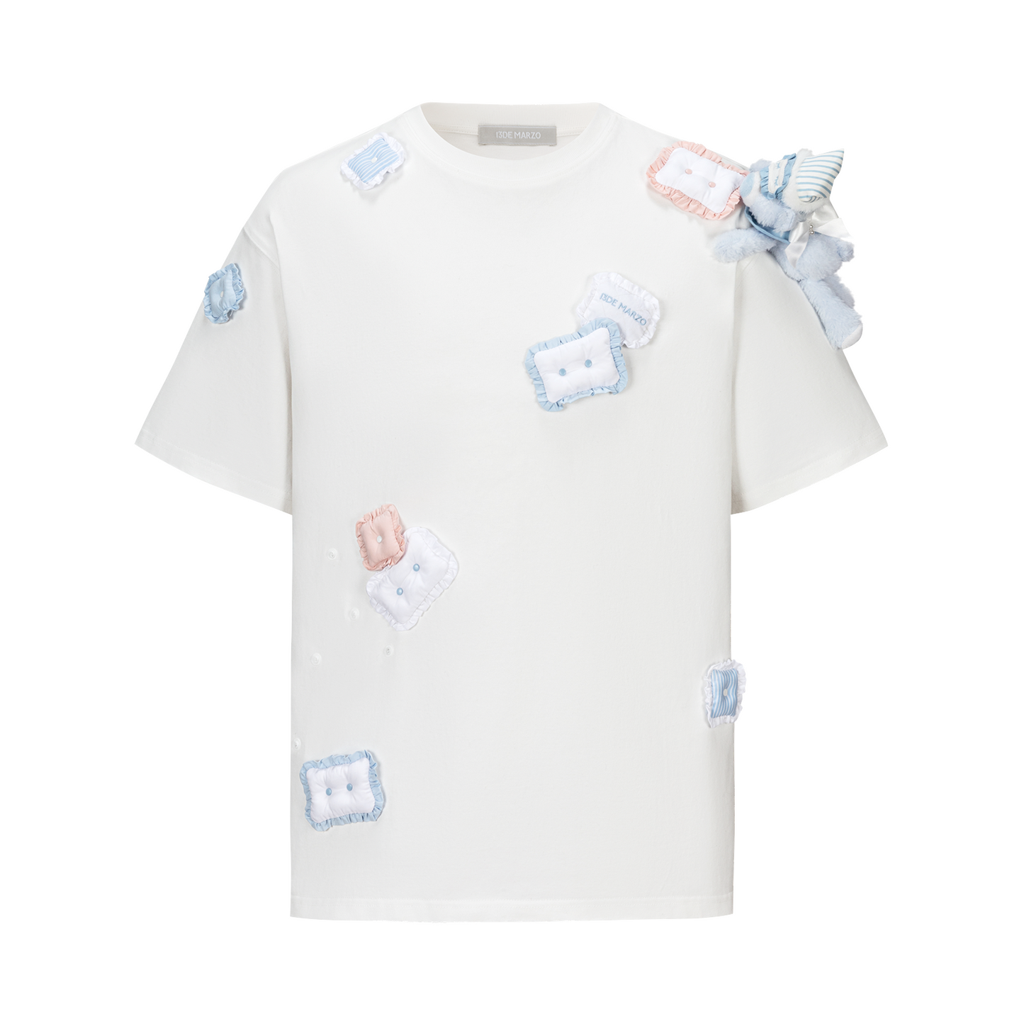 13DE MARZO Nighty Night Bear Pillow Oversized T-shirt White