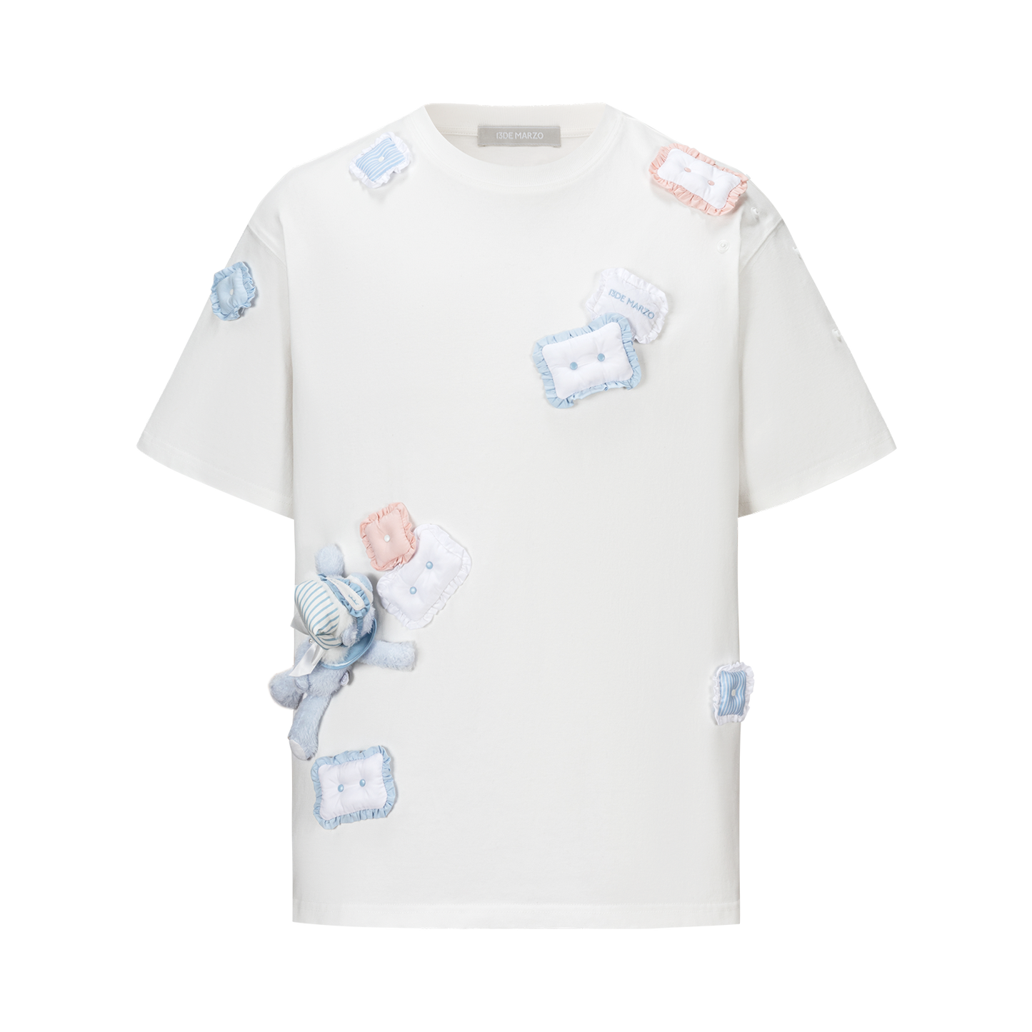 13DE MARZO Nighty Night Bear Pillow Oversized T-shirt White