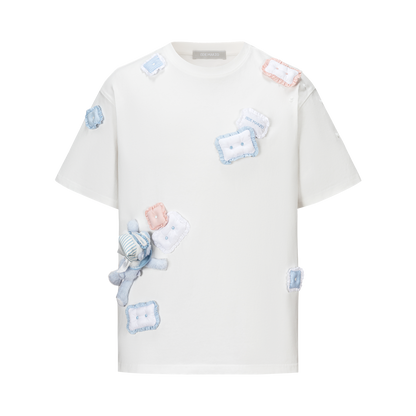 13DE MARZO Nighty Night Bear Pillow Oversized T-shirt White