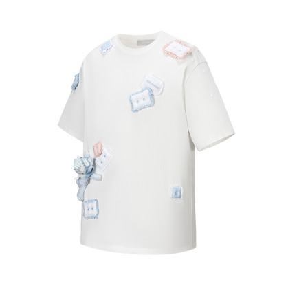 13DE MARZO Nighty Night Bear Pillow Oversized T-shirt White