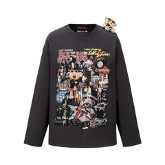 13DE MARZO Rolling Stones Print Sleeve T-shirt Black