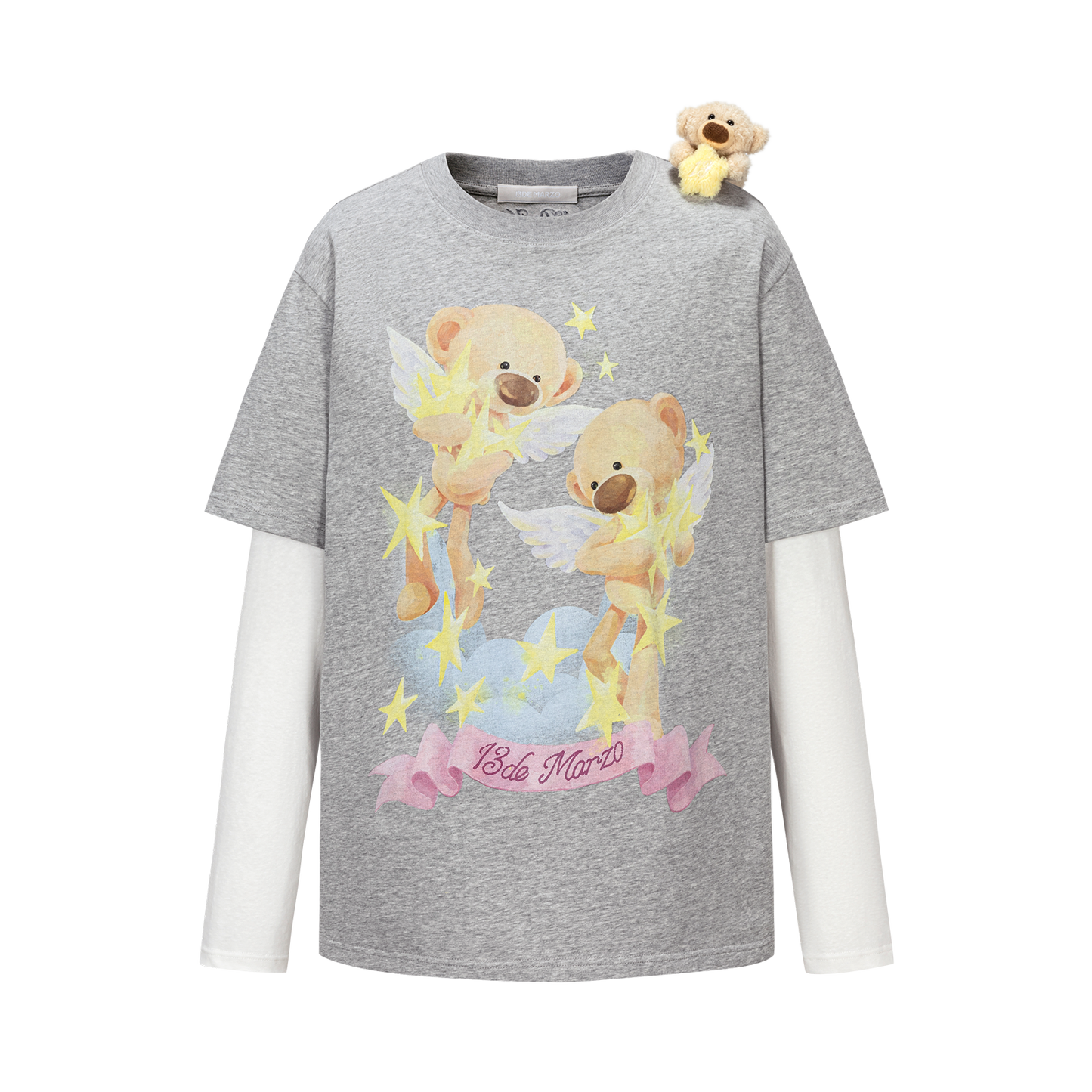 13DE MARZO Luminous Bear Sketch T-shirt Grey