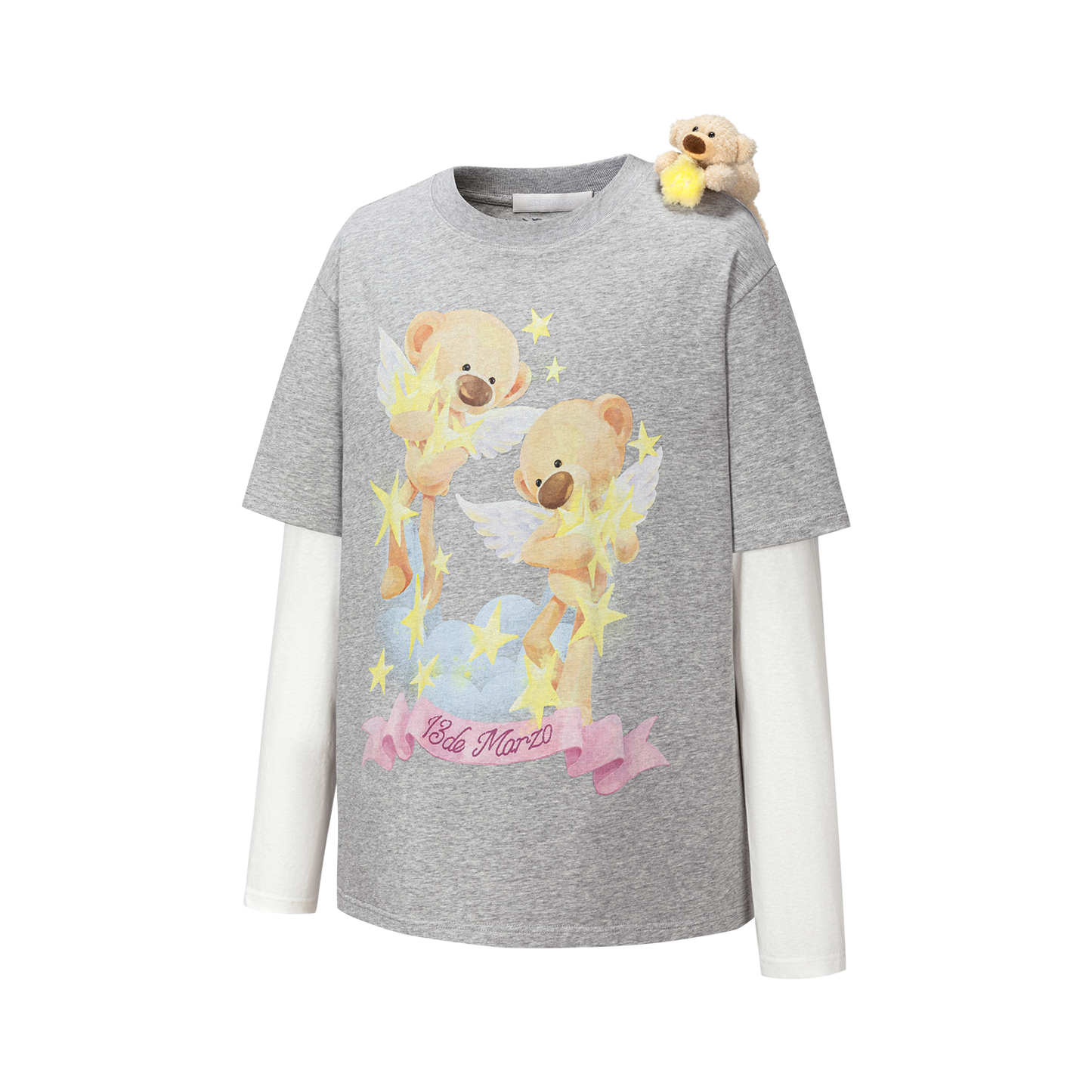 13DE MARZO Luminous Bear Sketch T-shirt Grey