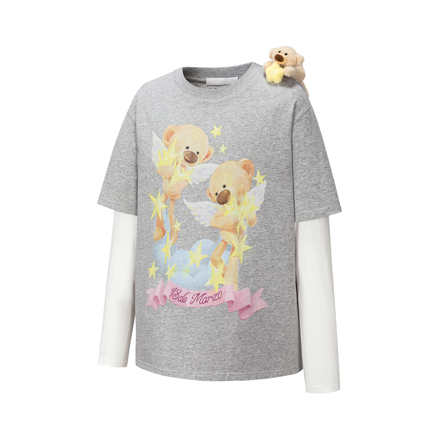 13DE MARZO Luminous Bear Sketch T-shirt Grey