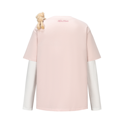 13DE MARZO Luminous Bear Sketch T-shirt Pink
