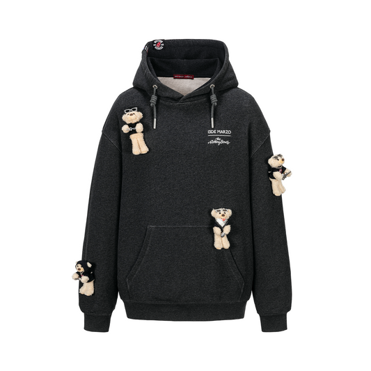 13DE MARZO Rolling Stones Color Yarn Zip Hoodie Dark Grey