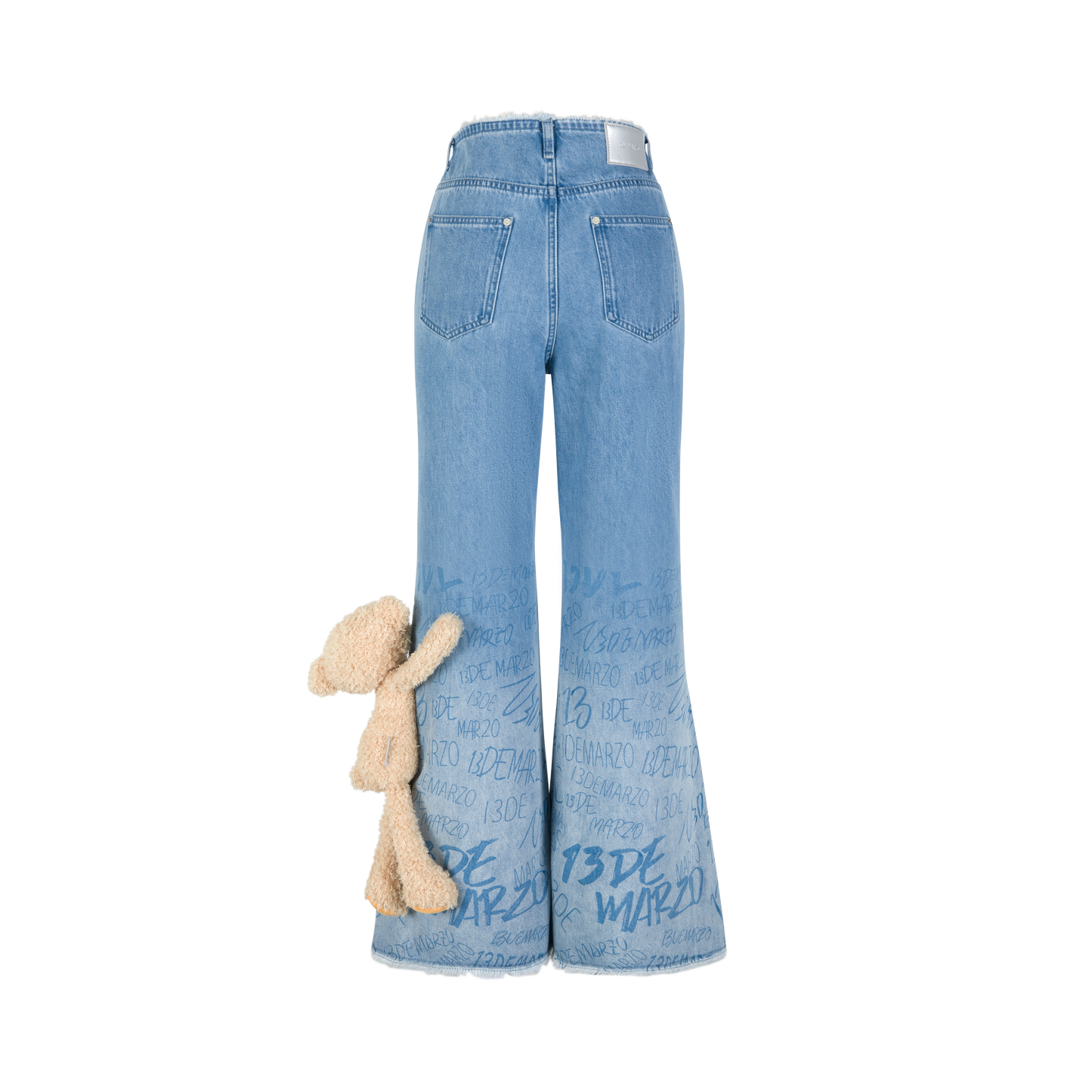 13DE MARZO Bear Gradient Logo Flare Jeans