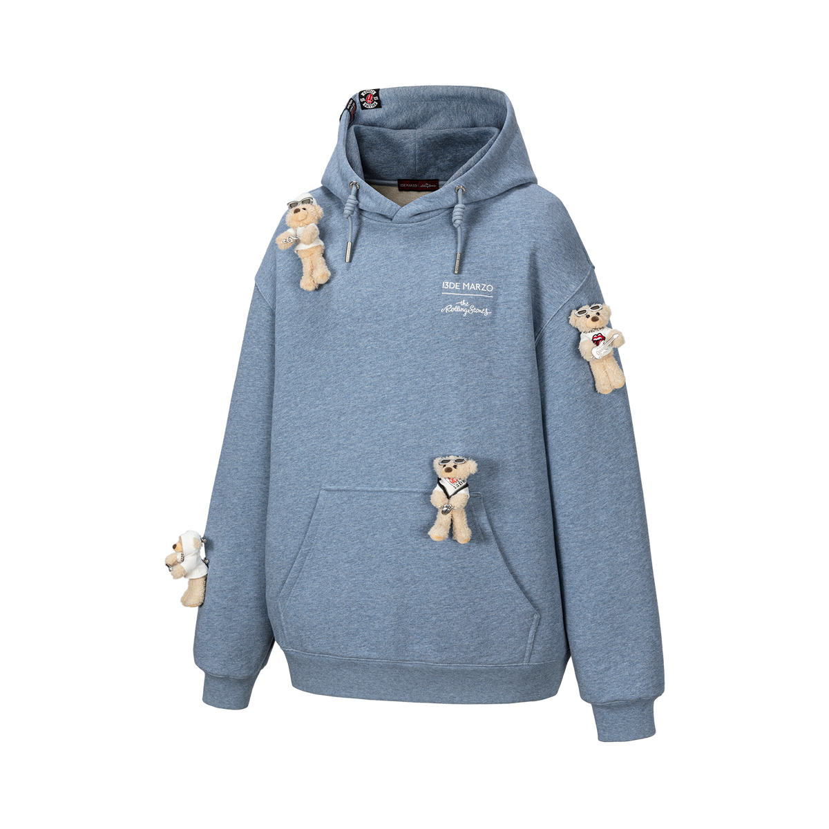 13DE MARZO Rolling Stones Color Yarn Zip Hoodie Blue