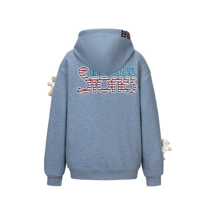 13DE MARZO Rolling Stones Color Yarn Zip Hoodie Blue