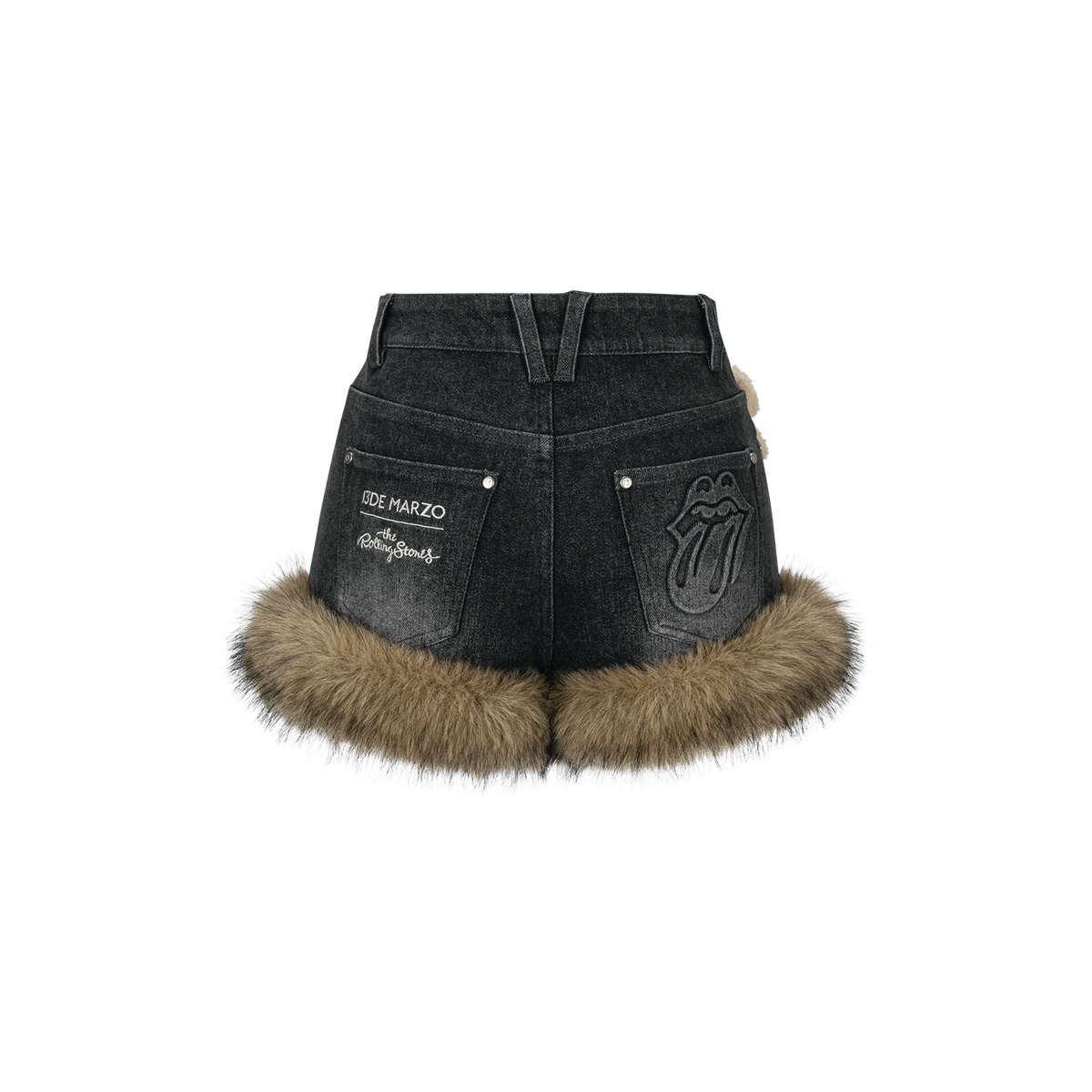 13DE MARZO Rolling Stones Denim Hot Shorts Black