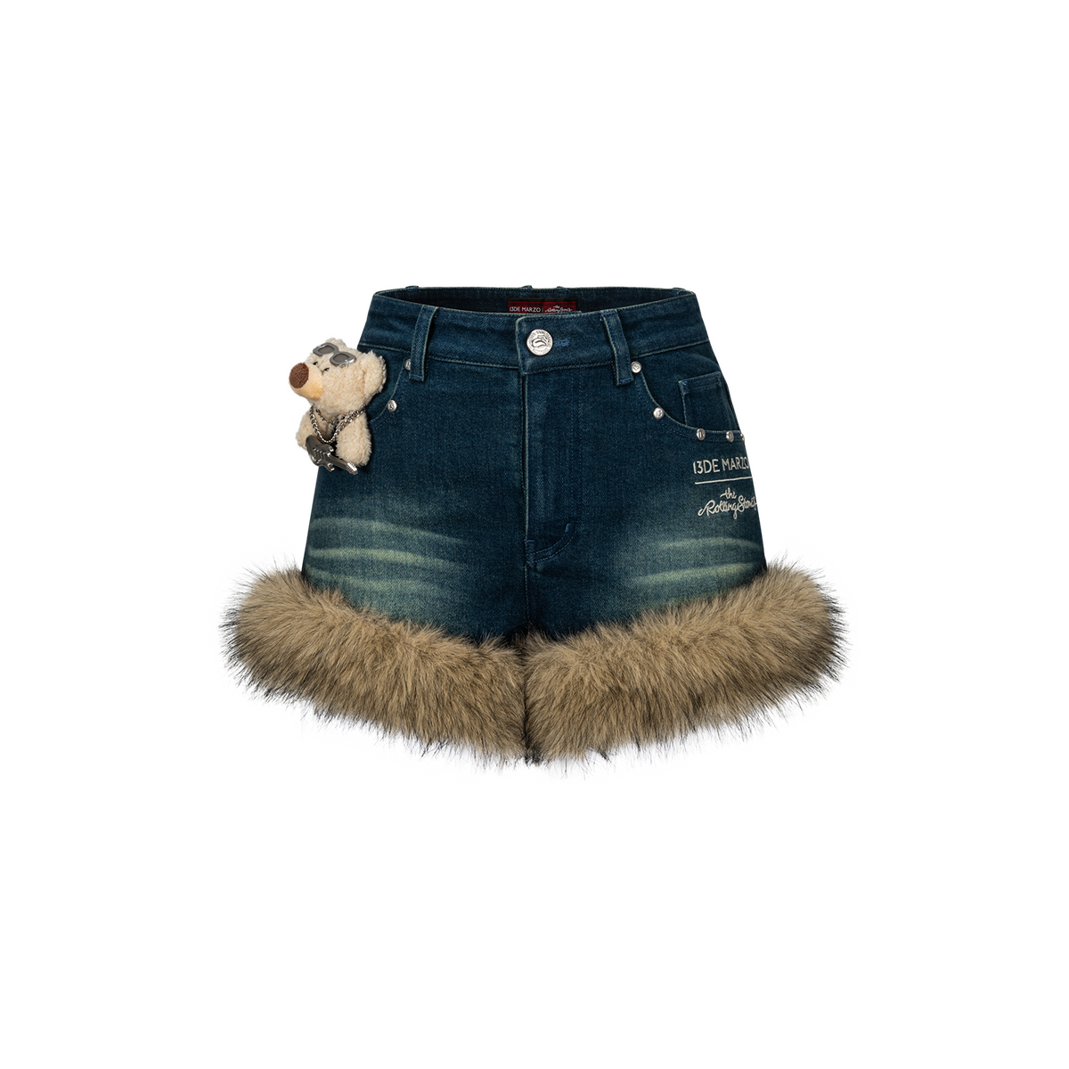 13DE MARZO Rolling Stones Denim Hot Shorts Blue