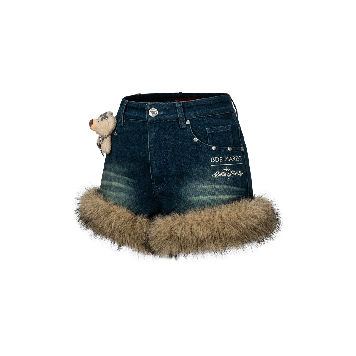 13DE MARZO Rolling Stones Denim Hot Shorts Blue