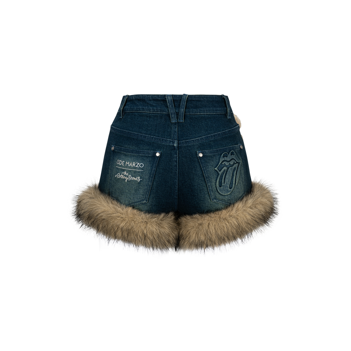 13DE MARZO Rolling Stones Denim Hot Shorts Blue