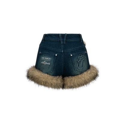 13DE MARZO Rolling Stones Denim Hot Shorts Blue