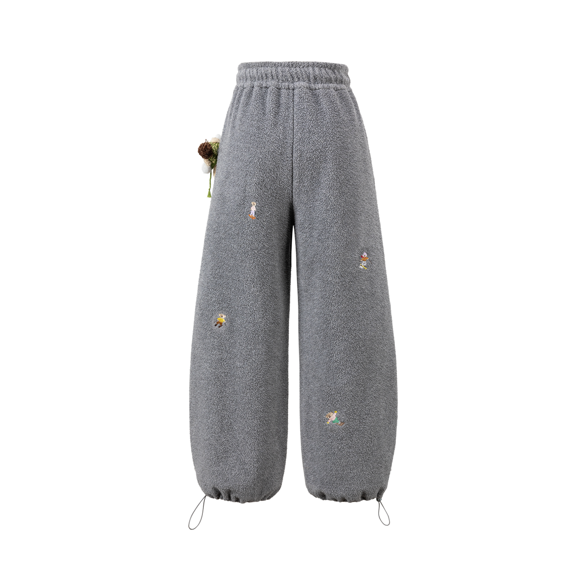 13DE MARZO All Over Embroidered Bear Casual Pants Grey - 13DE MARZO