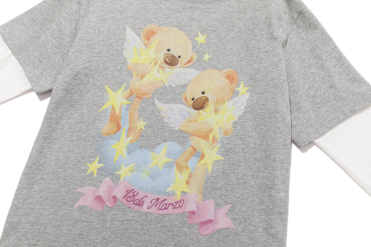 13DE MARZO Luminous Bear Sketch T-shirt Grey
