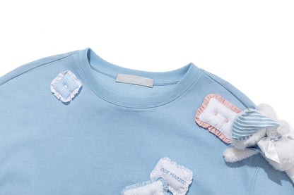 13DE MARZO Nighty Night Bear Pillow Oversized T-shirt Blue