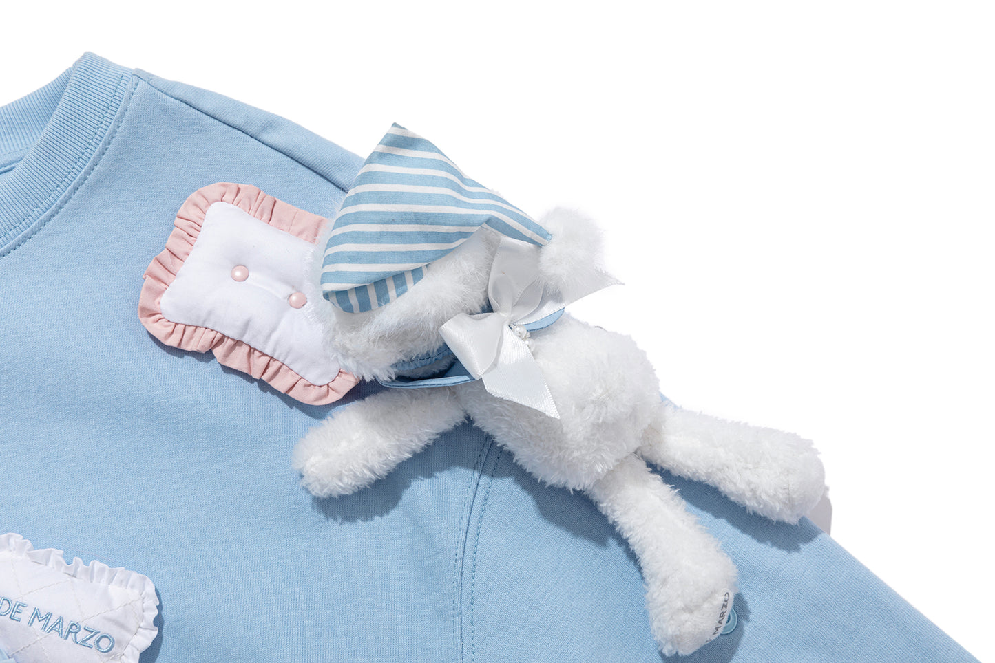 13DE MARZO Nighty Night Bear Pillow Oversized T-shirt Blue