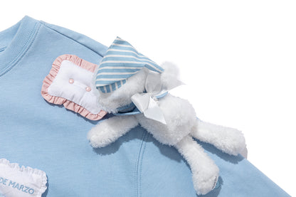 13DE MARZO Nighty Night Bear Pillow Oversized T-shirt Blue