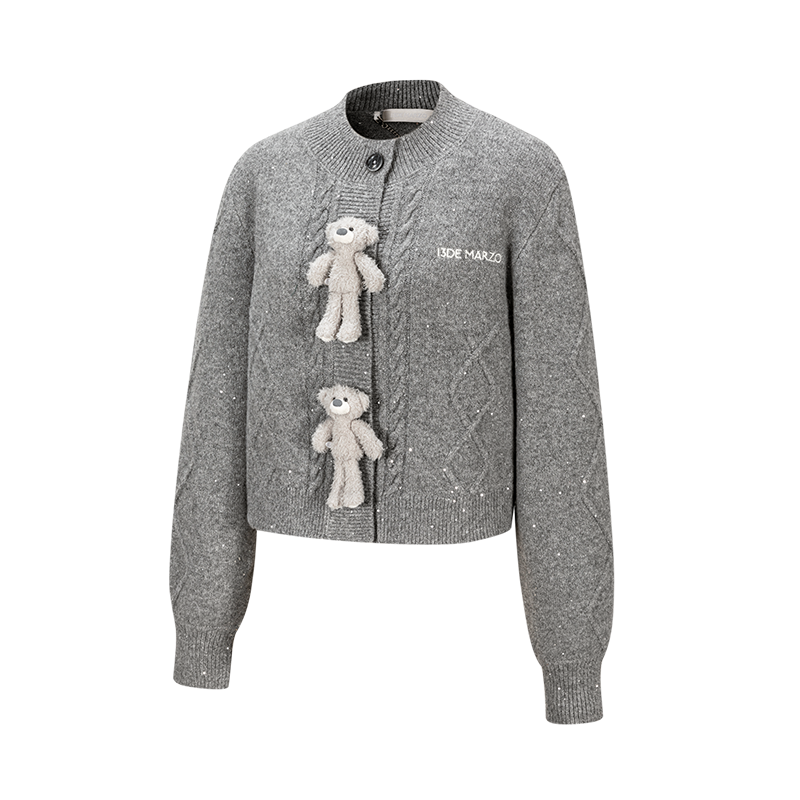 13DE MARZO Sequin Knit Cardigan Grey