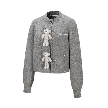 13DE MARZO Sequin Knit Cardigan Grey