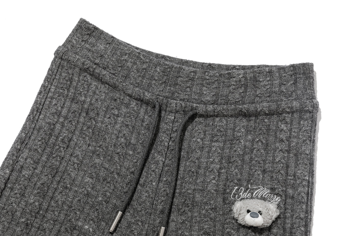13DE MARZO Mini Bear Knit Trousers Grey