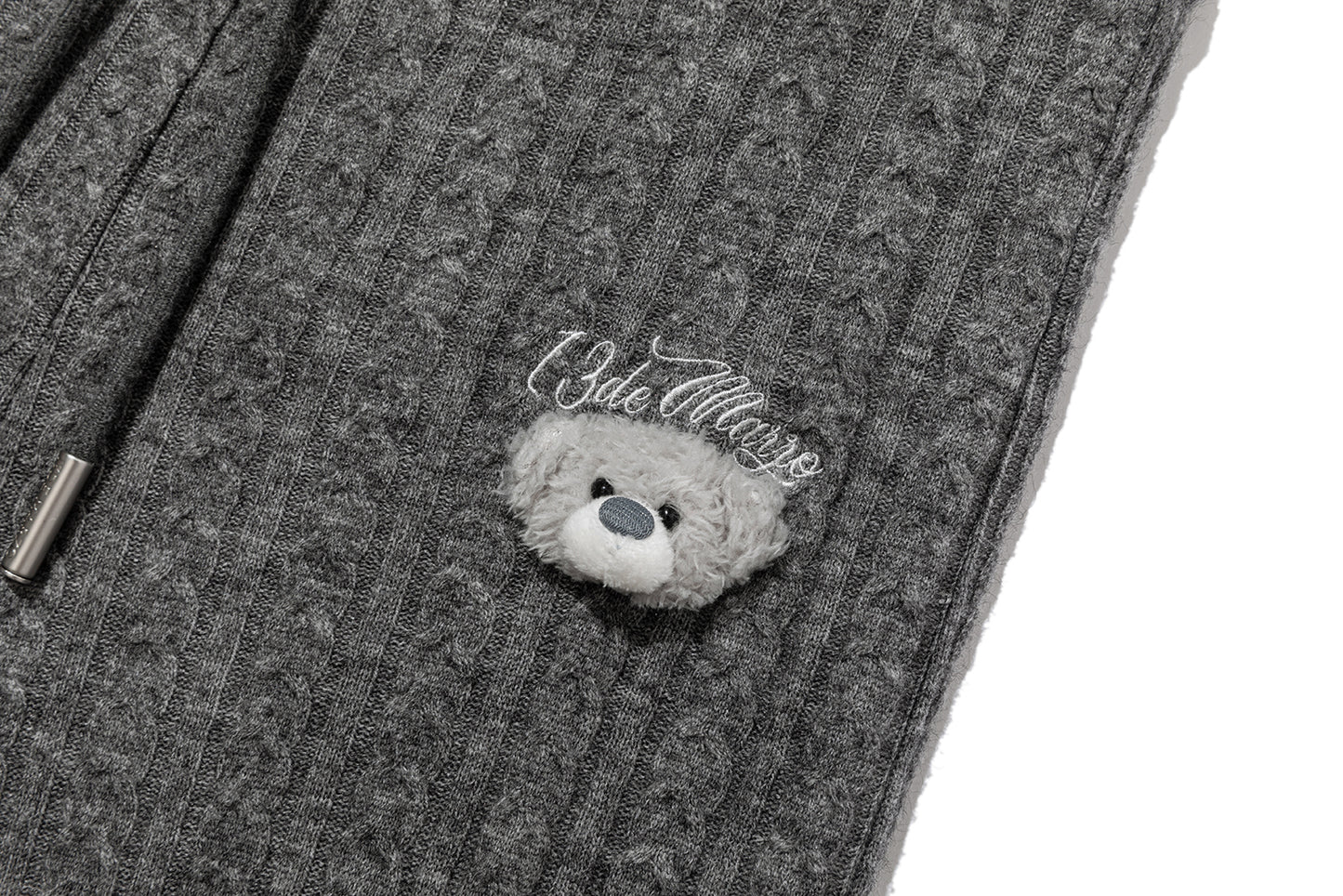 13DE MARZO Mini Bear Knit Trousers Grey