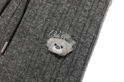 13DE MARZO Mini Bear Knit Trousers Grey