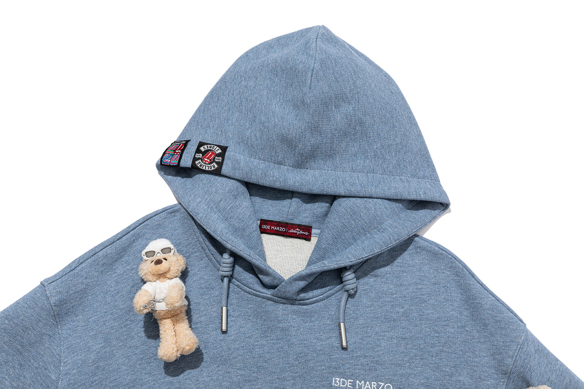 13DE MARZO Rolling Stones Color Yarn Zip Hoodie Blue