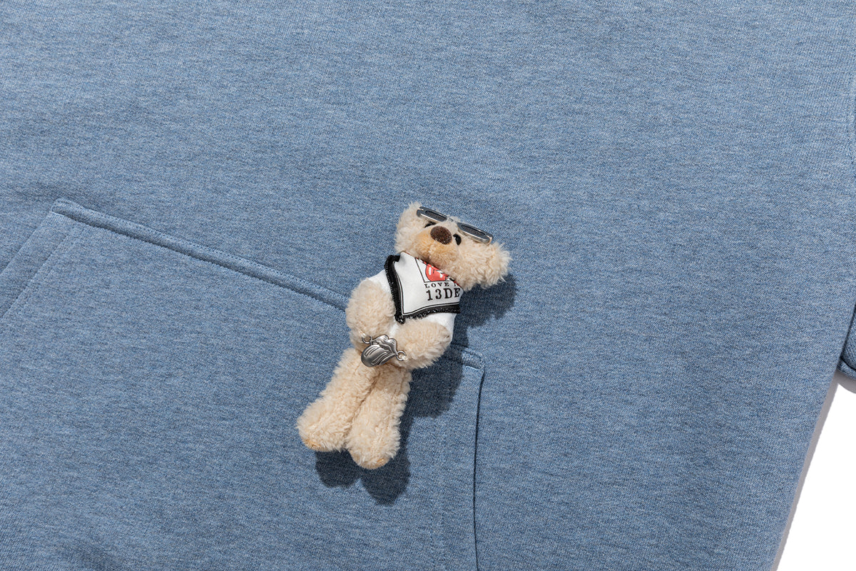 13DE MARZO Rolling Stones Color Yarn Zip Hoodie Blue