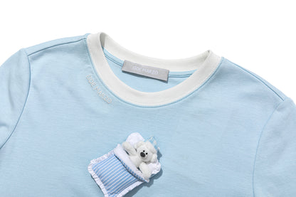 13DE MARZO Nighty Night Bear Tight Tee Blue