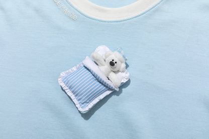 13DE MARZO Nighty Night Bear Tight Tee Blue