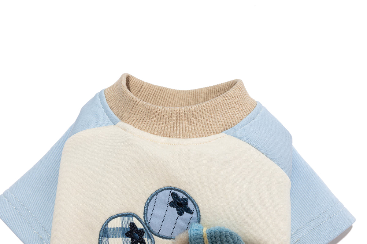 13DE MARZO Pet Fruit Appliqué T-Shirt Blue - 13DE MARZO