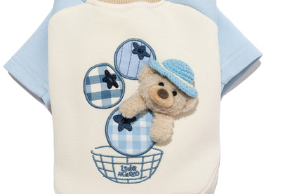 13DE MARZO Pet Fruit Appliqué T-Shirt Blue - 13DE MARZO
