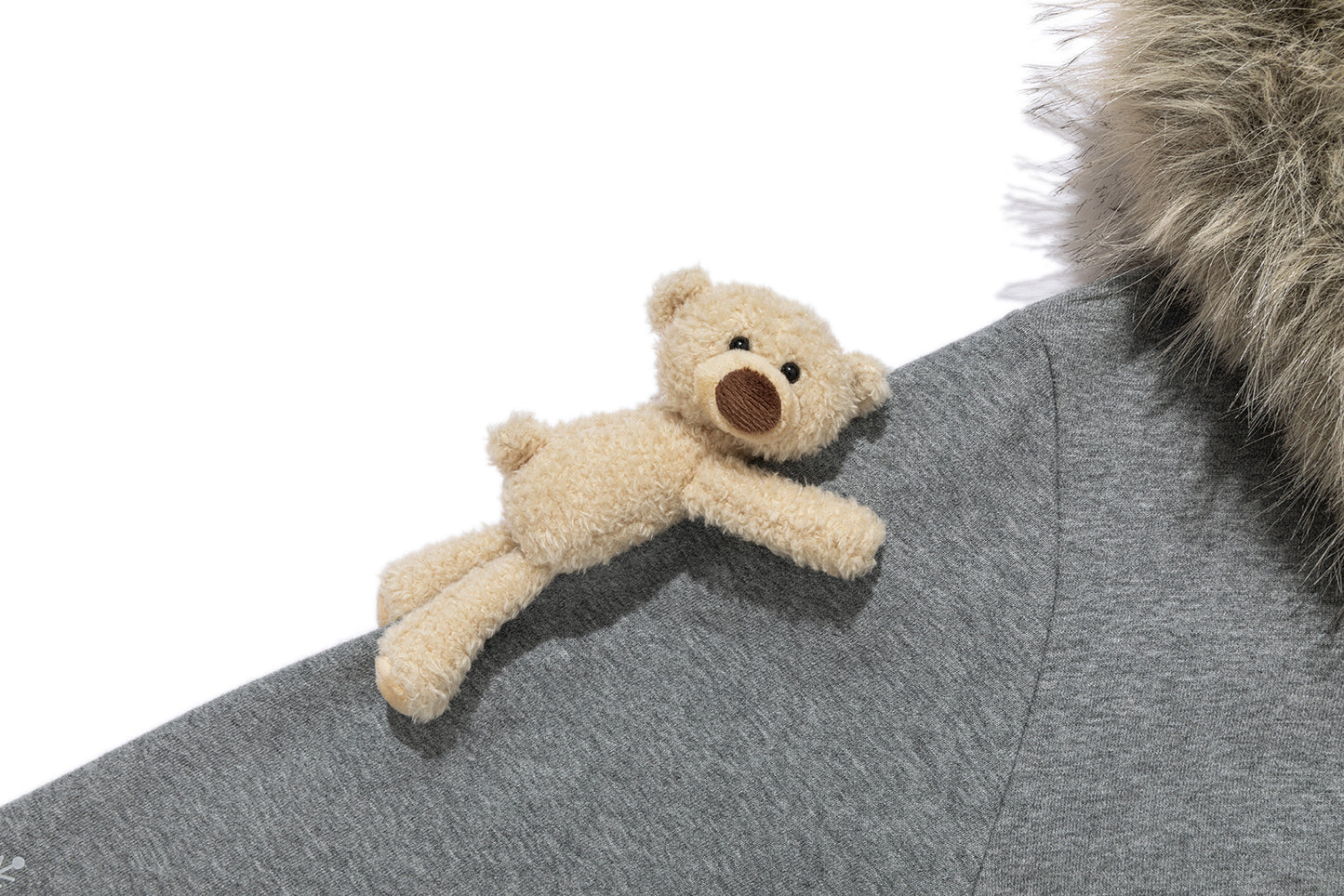 13DE MARZO Shimmer Snow Bear Zip Hoodie Grey