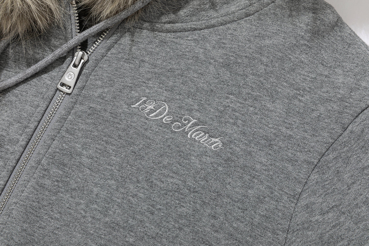 13DE MARZO Shimmer Snow Bear Zip Hoodie Grey