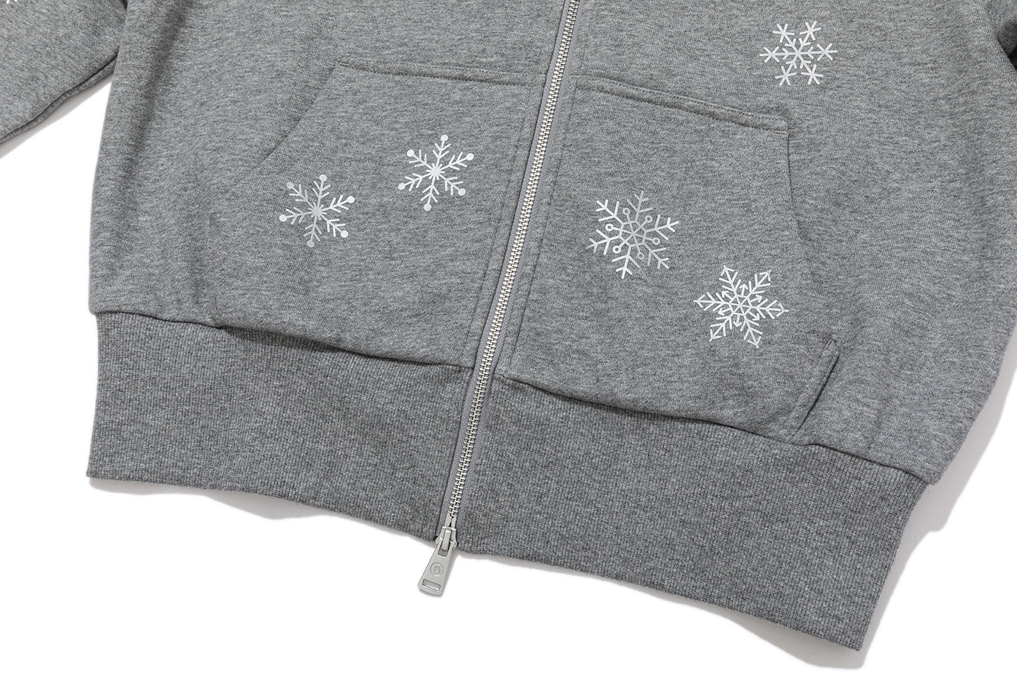 13DE MARZO Shimmer Snow Bear Zip Hoodie Grey