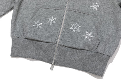 13DE MARZO Shimmer Snow Bear Zip Hoodie Grey