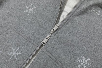 13DE MARZO Shimmer Snow Bear Zip Hoodie Grey