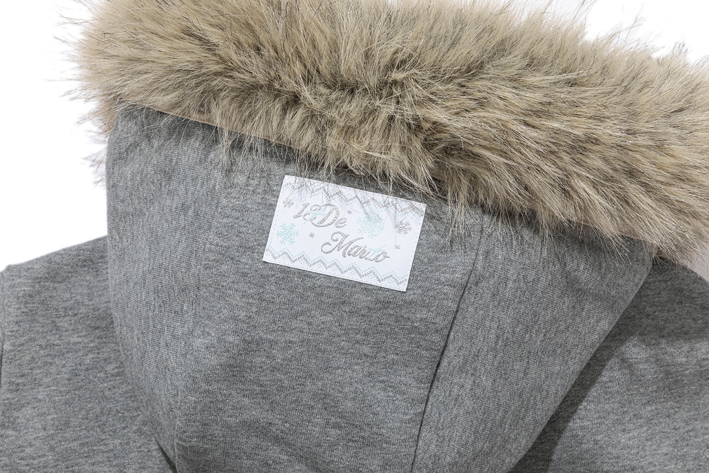 13DE MARZO Shimmer Snow Bear Zip Hoodie Grey