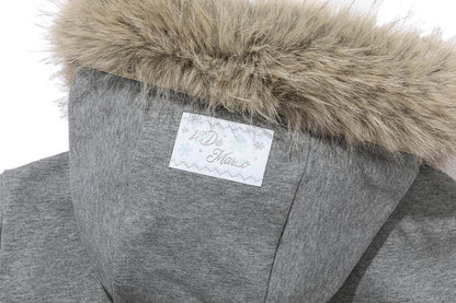 13DE MARZO Shimmer Snow Bear Zip Hoodie Grey