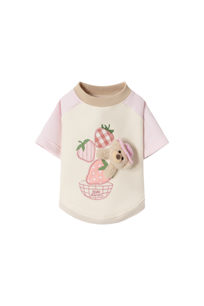 13DE MARZO Pet Fruit Appliqué T-Shirt Pink - 13DE MARZO