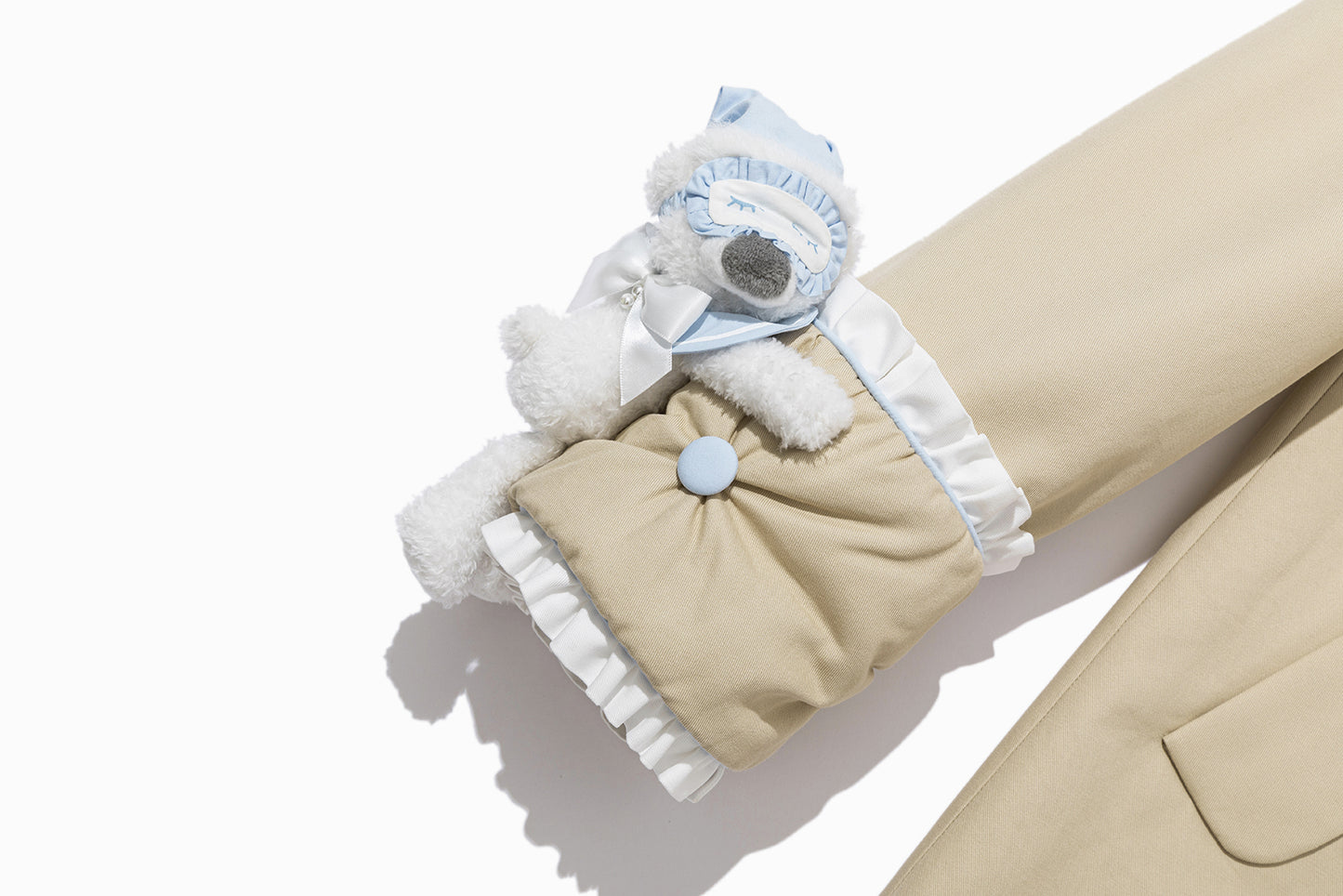 13DE MARZO Nighty Night Bear Trench Dress Khaki