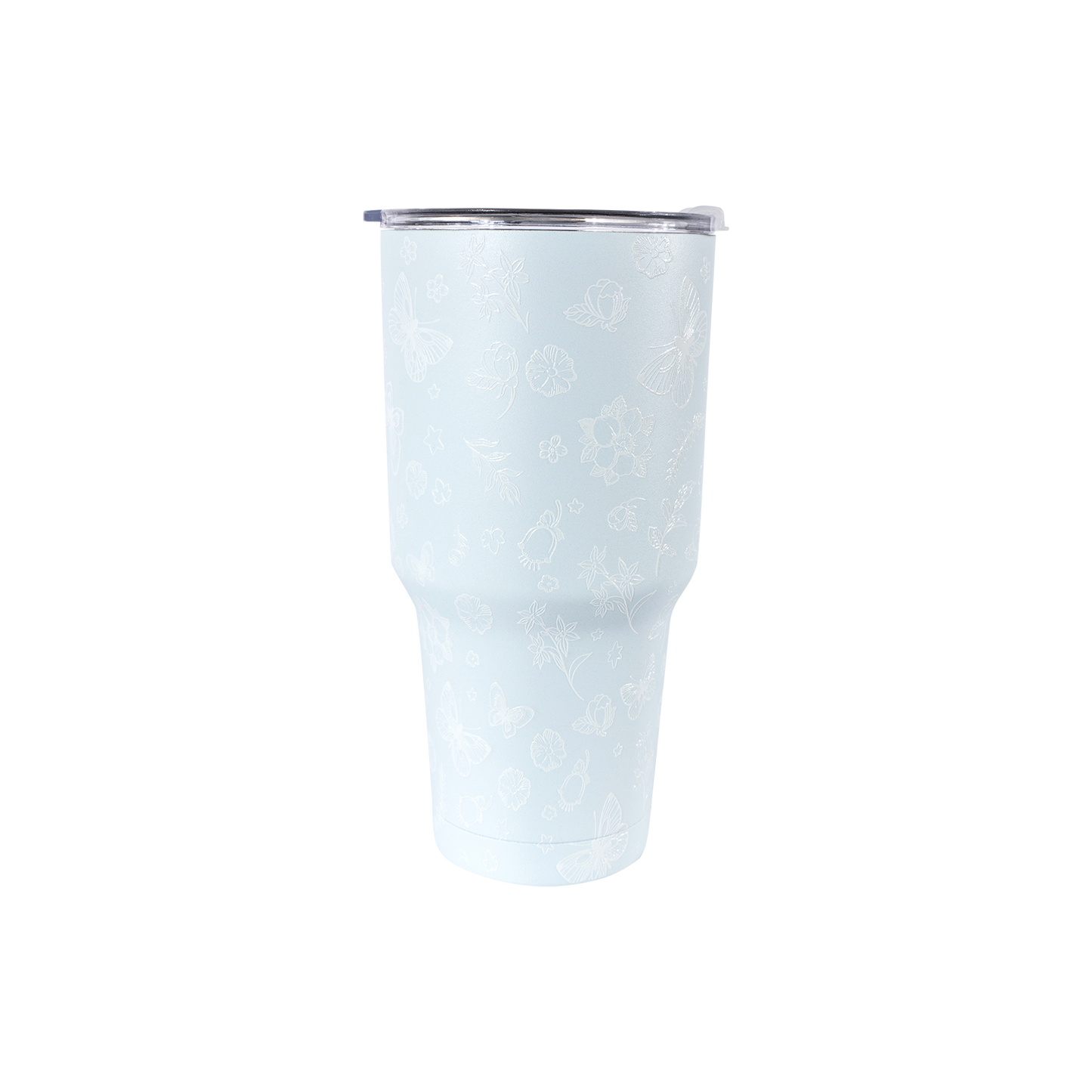13DE MARZO Embossed Floral Bear Steel Cup Blue