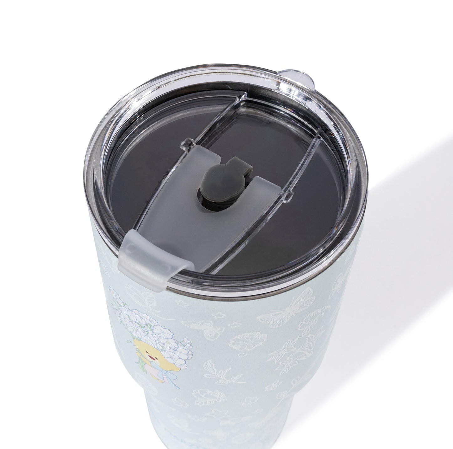 13DE MARZO Embossed Floral Bear Steel Cup Blue