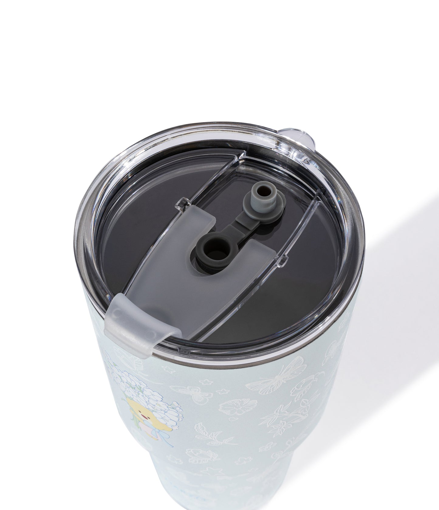 13DE MARZO Embossed Floral Bear Steel Cup Blue