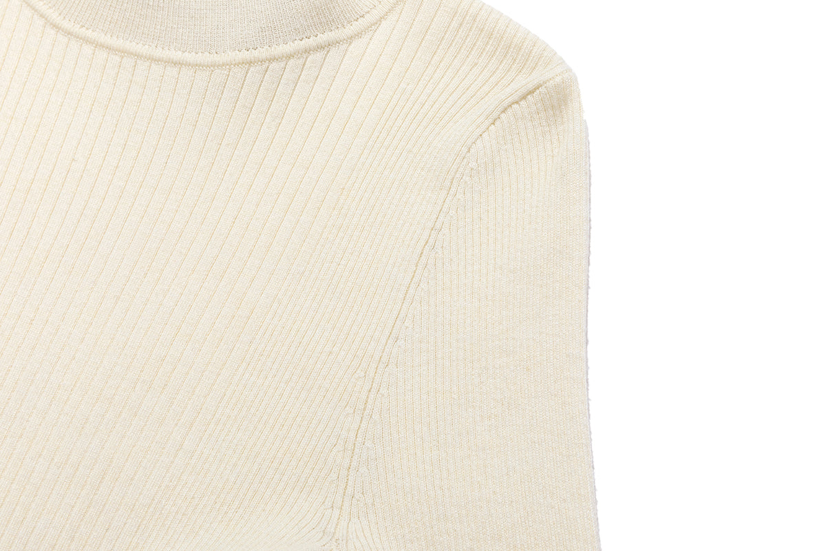 13DE MARZO Furry Slim Fit Knit Top Beige