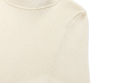 13DE MARZO Furry Slim Fit Knit Top Beige