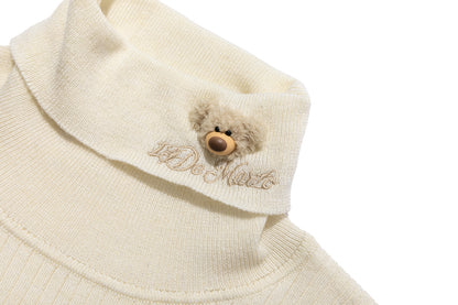13DE MARZO Furry Slim Fit Knit Top Beige