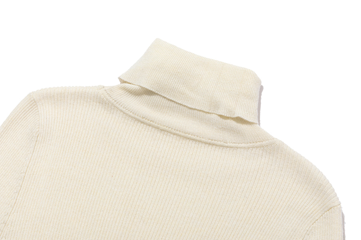 13DE MARZO Furry Slim Fit Knit Top Beige